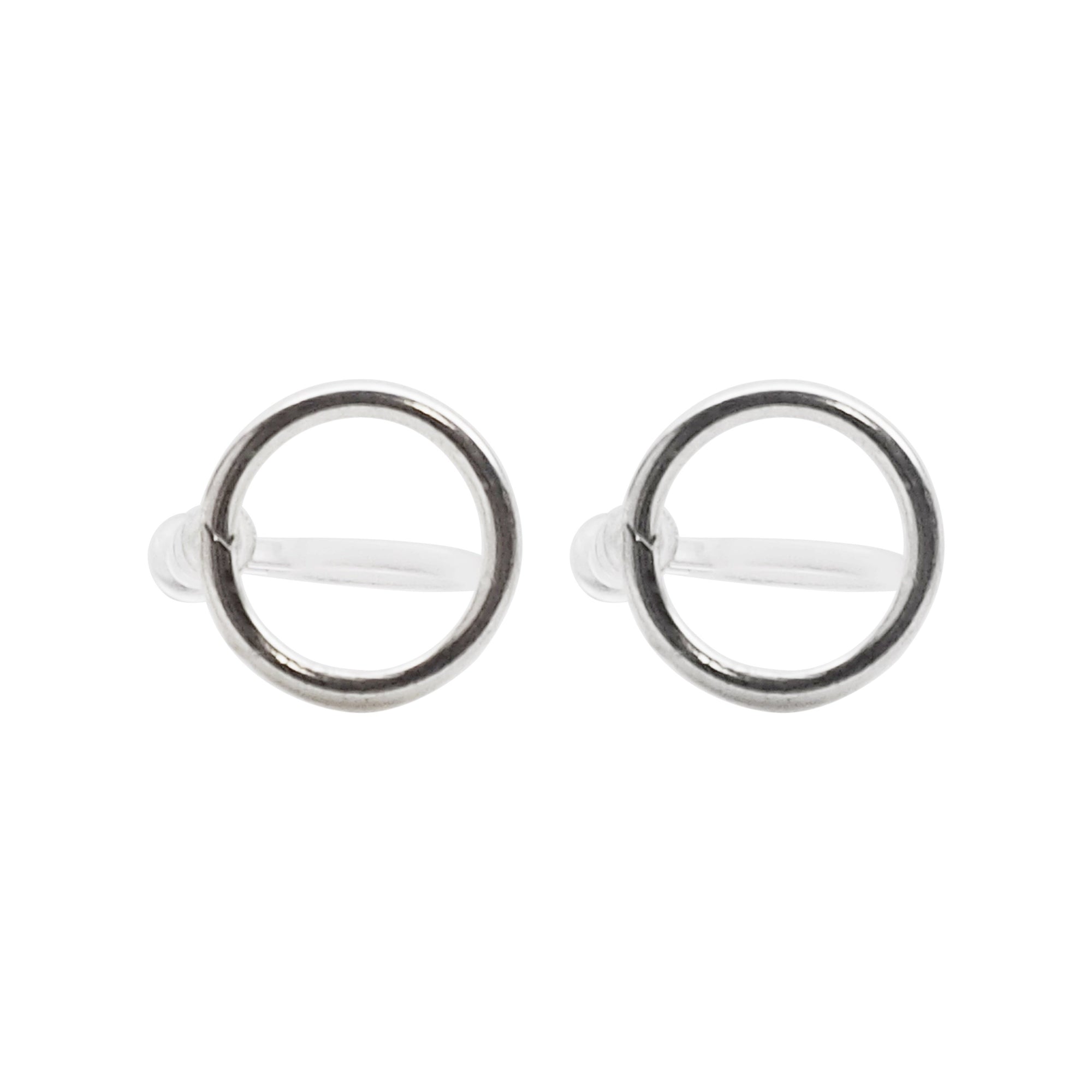 925 Sterling Silver Circle Invisible Clip On Stud Earrings - Miyabi Grace