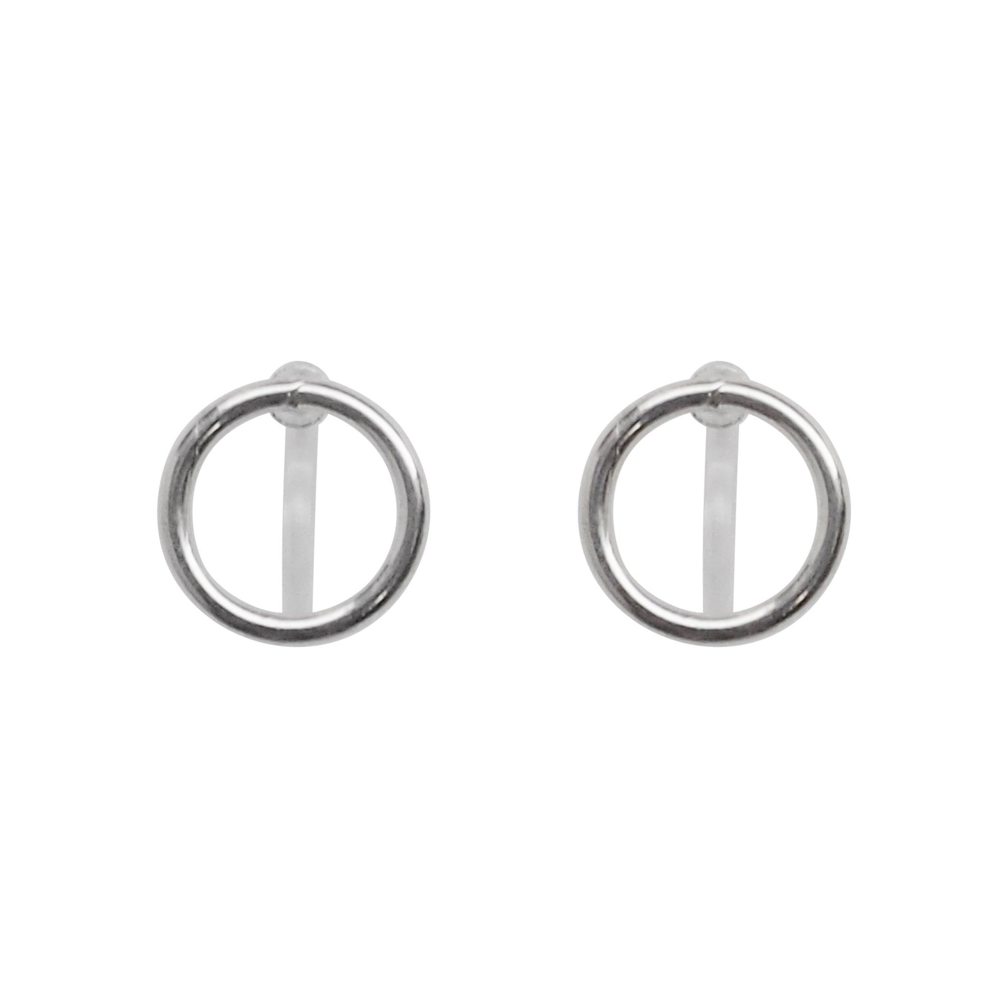 925 Sterling Silver Circle Invisible Clip On Stud Earrings - Miyabi Grace