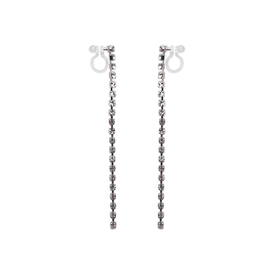 Dangle Long Crystal Chain Invisible Clip On Earrings - Miyabi Grace