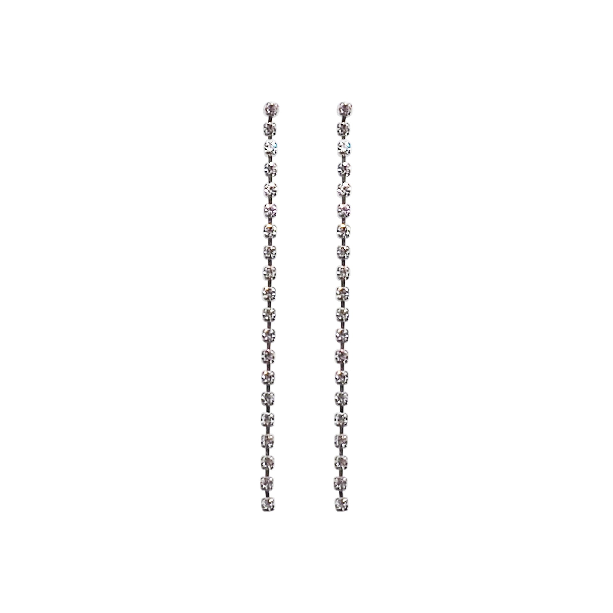 Dangle Long Crystal Chain Invisible Clip On Earrings - Miyabi Grace