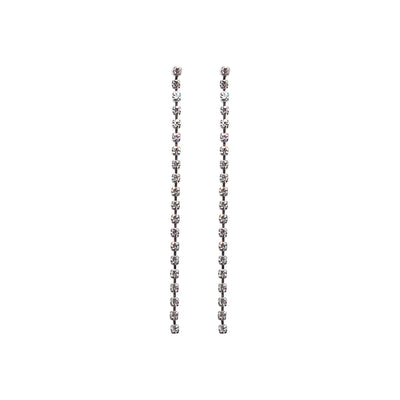 Dangle Long Crystal Chain Invisible Clip On Earrings - Miyabi Grace