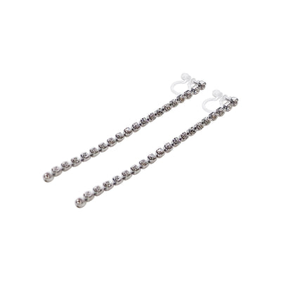 Dangle Long Crystal Chain Invisible Clip On Earrings - Miyabi Grace