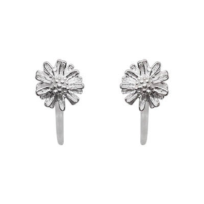 925 Sterling Silver Flower Invisible Clip On Stud Earrings - Miyabi Grace