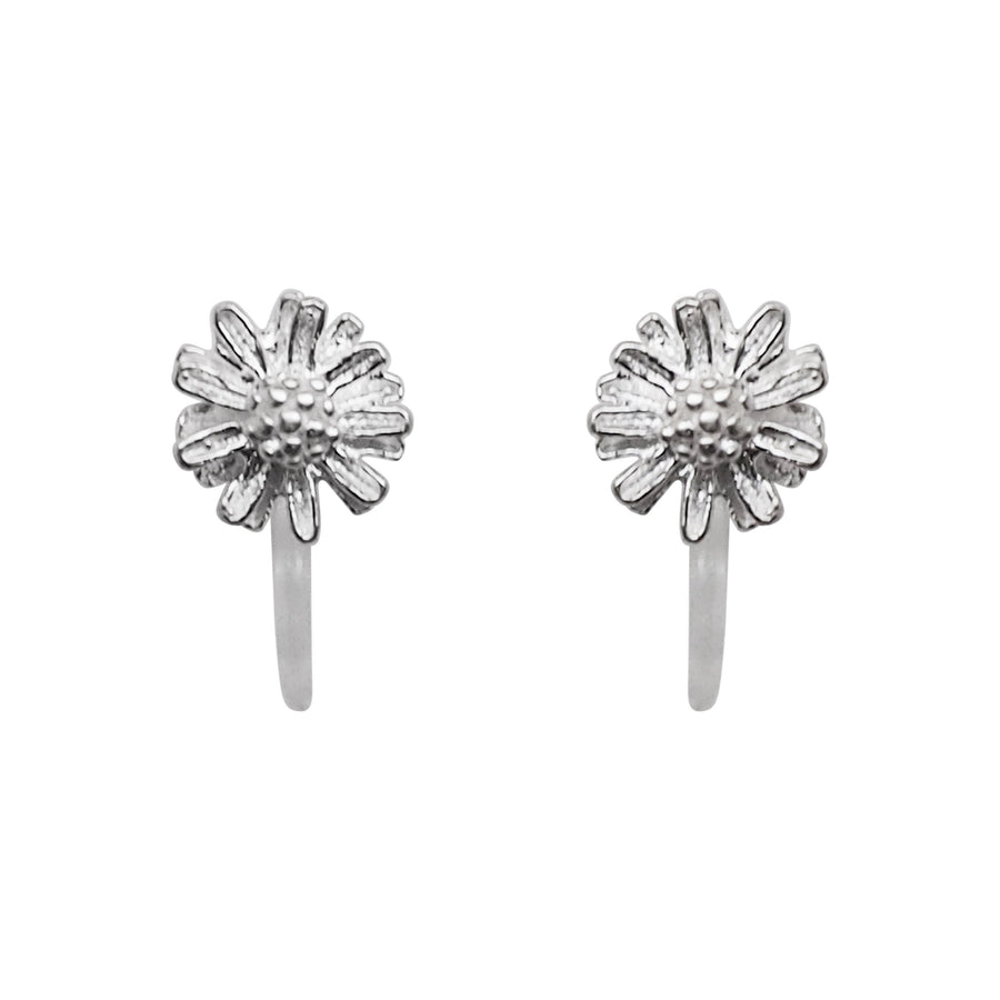 925 Sterling Silver Flower Invisible Clip On Stud Earrings - Miyabi Grace