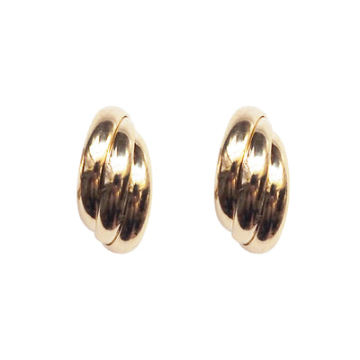 Gold Huggie Triple Invisible Clip On Hoop Earrings - Miyabi Grace