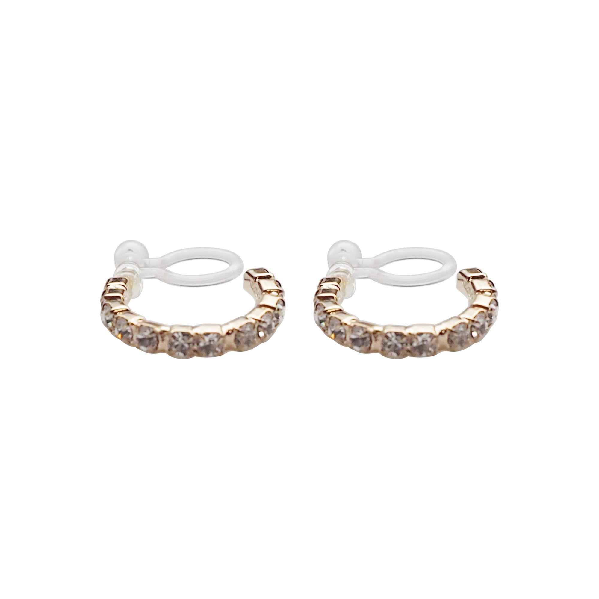 Crystal Invisible Clip On Hoop Earrings (Gold tone) - Miyabi Grace