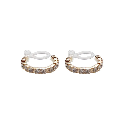Crystal Invisible Clip On Hoop Earrings (Gold tone) - Miyabi Grace