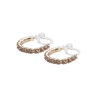 Crystal Invisible Clip On Hoop Earrings (Gold tone) - Miyabi Grace