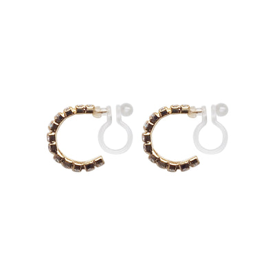 Crystal Invisible Clip On Hoop Earrings (Gold tone) - Miyabi Grace