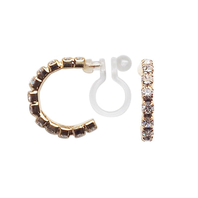 Crystal Invisible Clip On Hoop Earrings (Gold tone) - Miyabi Grace