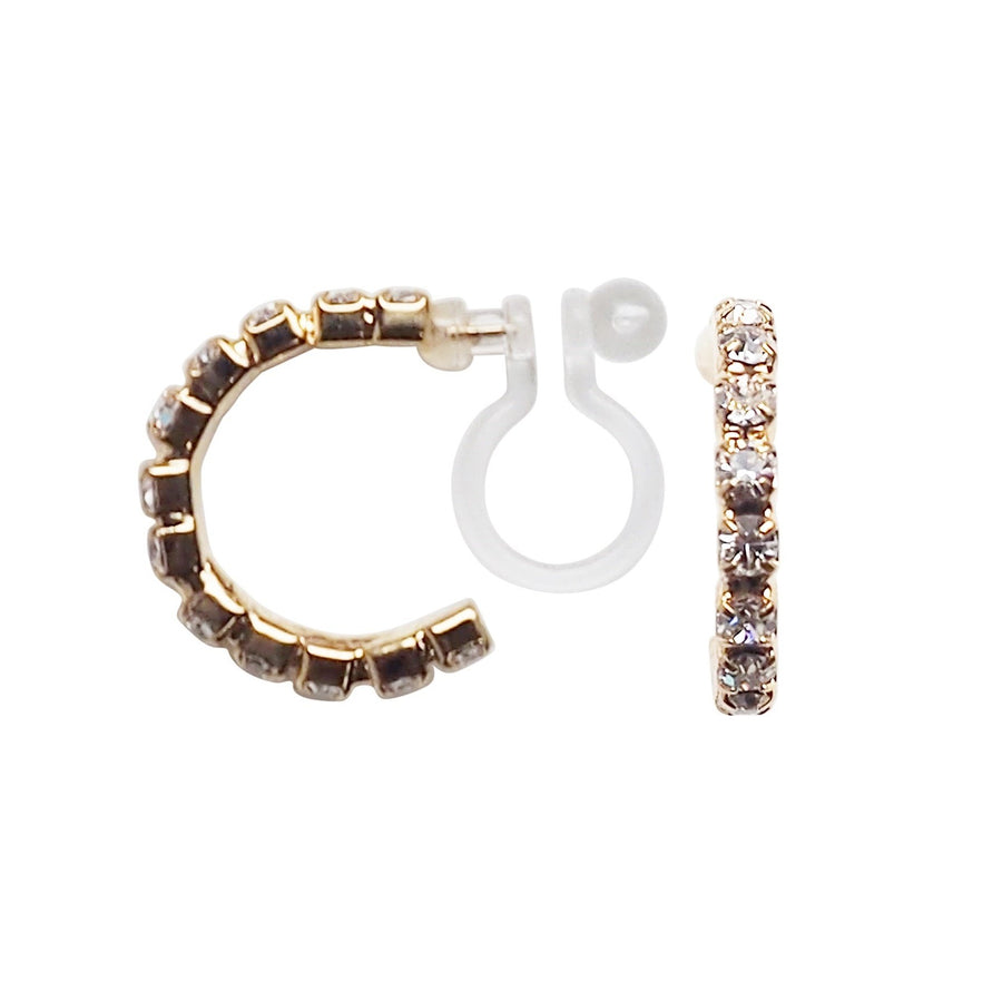Crystal Invisible Clip On Hoop Earrings (Gold tone) - Miyabi Grace