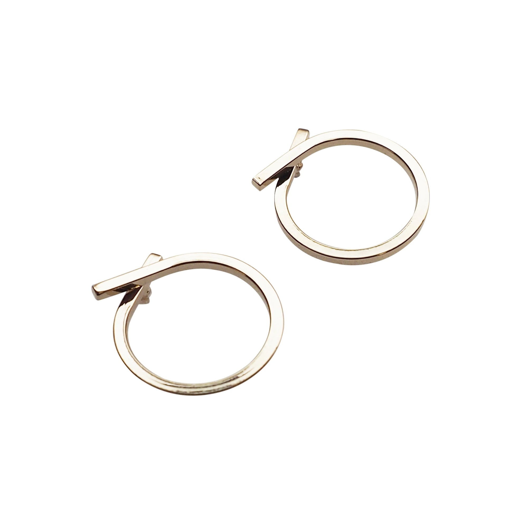 Ribbon Circle Hoop Invisible clip on stud earrings ( Gold tone ) - Miyabi Grace