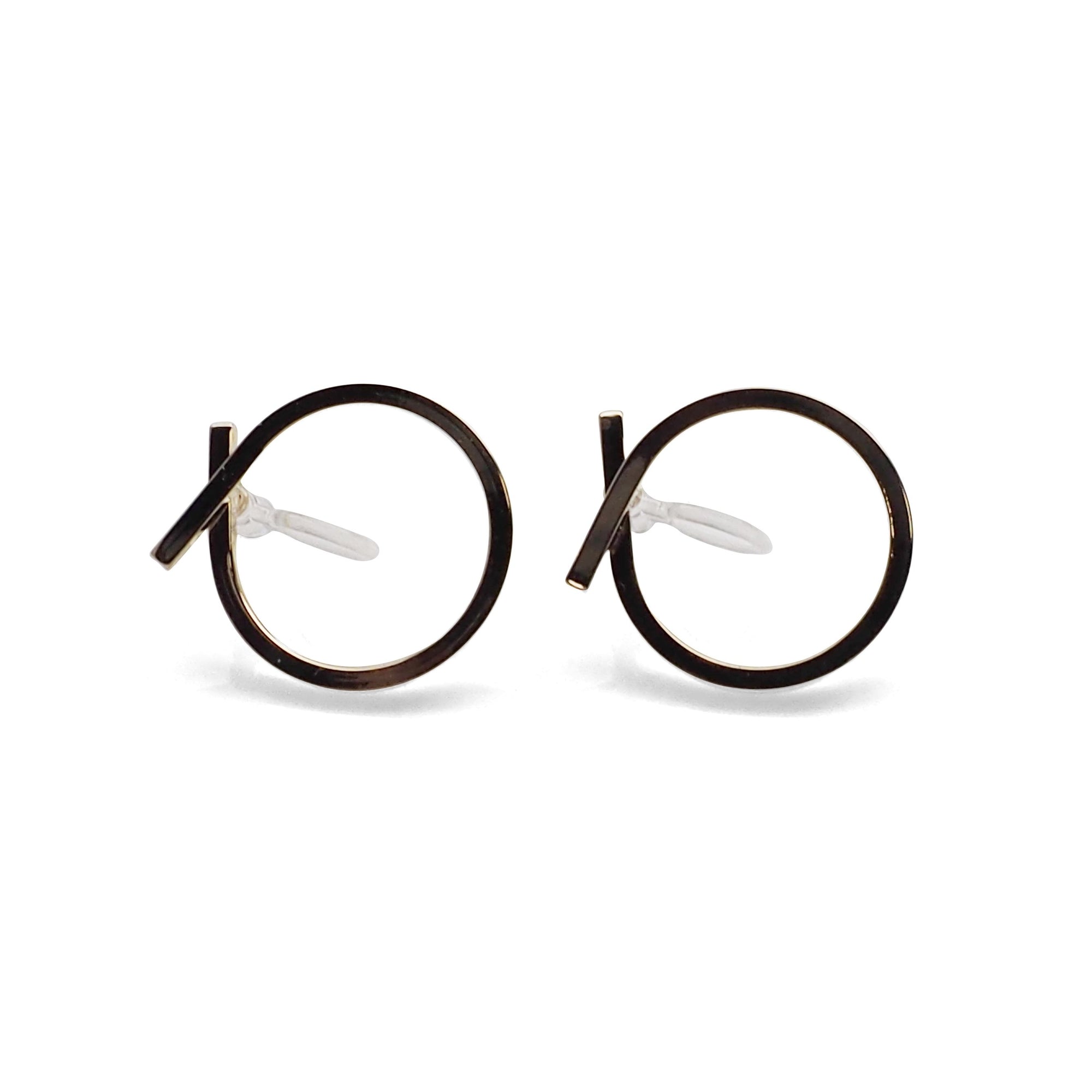 Ribbon Circle Hoop Invisible clip on stud earrings ( Gold tone ) - Miyabi Grace