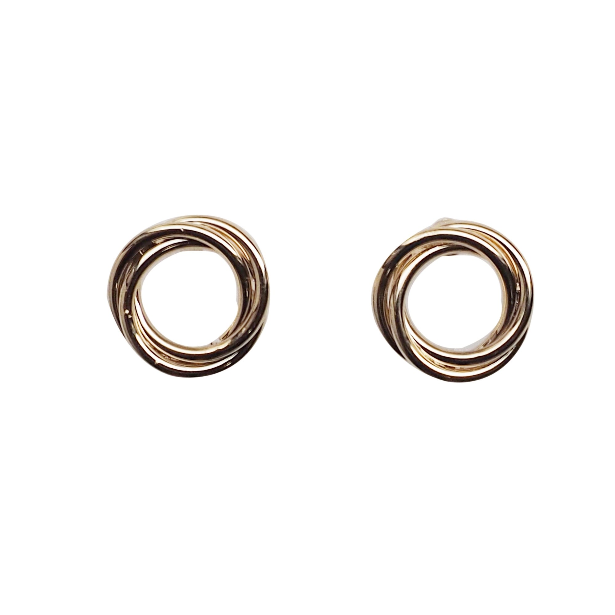 Knotted Circle Hoop Invisible clip on stud earrings ( Gold tone ) - Miyabi Grace