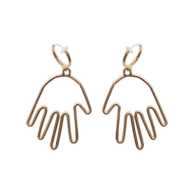Gold hands clip on hoop earrings - Miyabi Grace