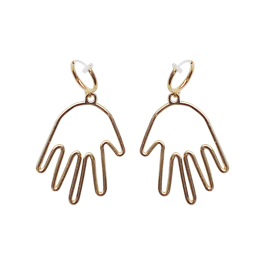 Gold hands clip on hoop earrings - Miyabi Grace