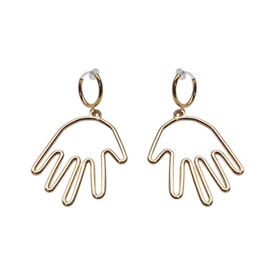 Gold hands clip on hoop earrings - Miyabi Grace