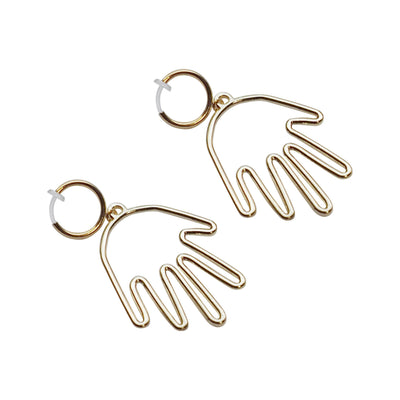 Gold hands clip on hoop earrings - Miyabi Grace
