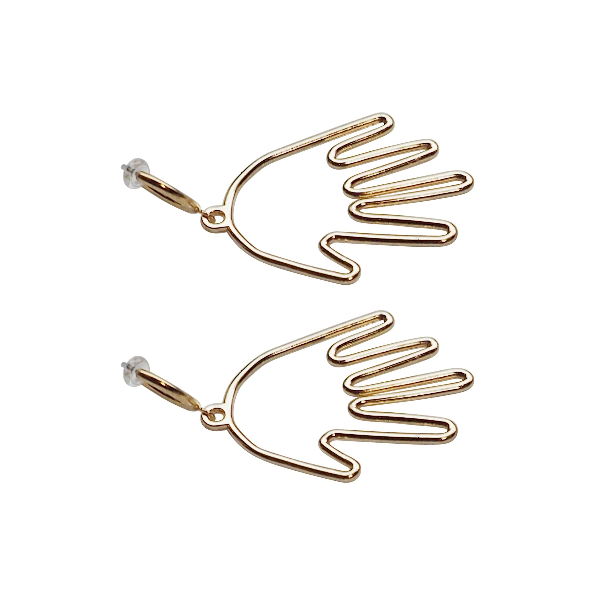 Gold hands clip on hoop earrings - Miyabi Grace