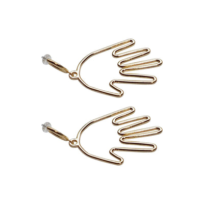 Gold hands clip on hoop earrings - Miyabi Grace