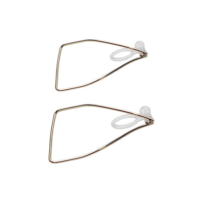 Gold Distorted Triangle Hoops Invisible Clip On Stud Earrings - Miyabi Grace