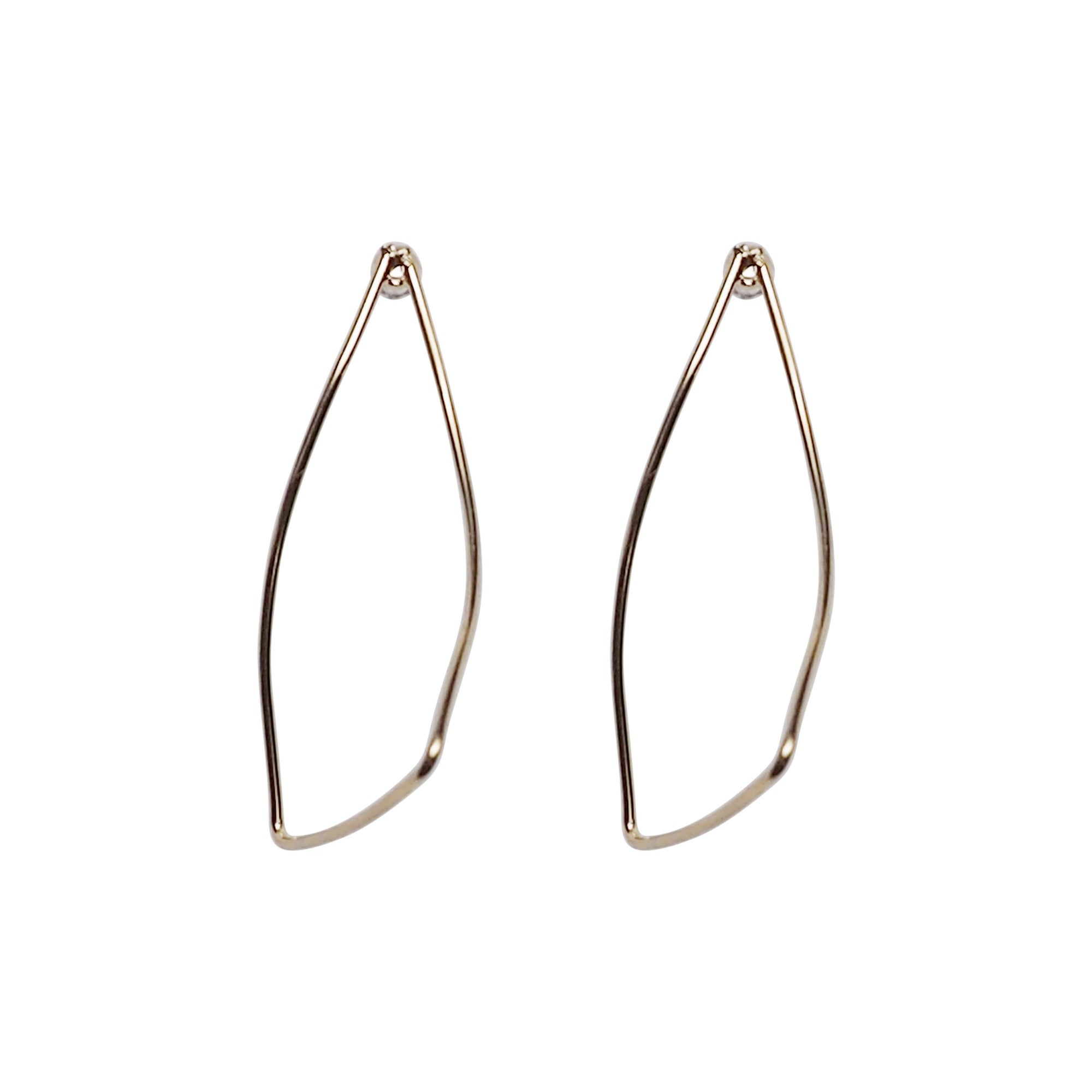 Gold Distorted Triangle Hoops Invisible Clip On Stud Earrings - Miyabi Grace