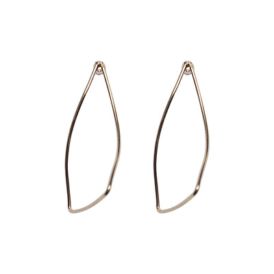 Gold Distorted Triangle Hoops Invisible Clip On Stud Earrings - Miyabi Grace