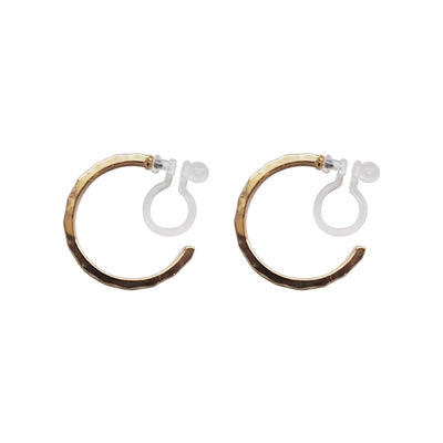 Gold Quilting Invisible Clip On Hoop Earrings - Miyabi Grace