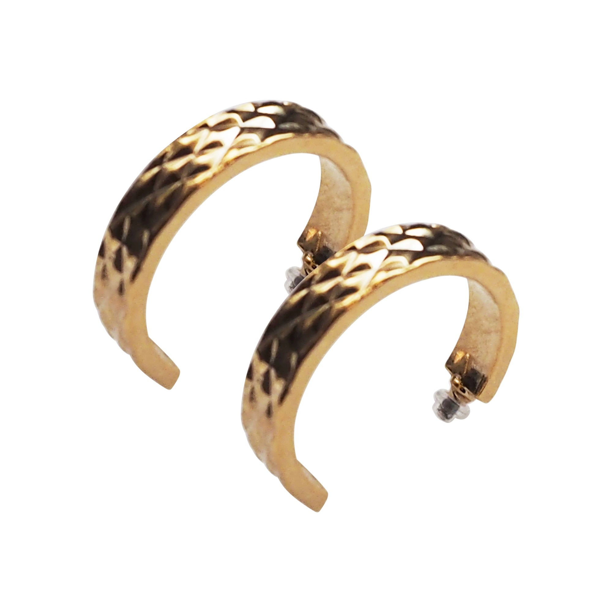 Gold Quilting Invisible Clip On Hoop Earrings - Miyabi Grace