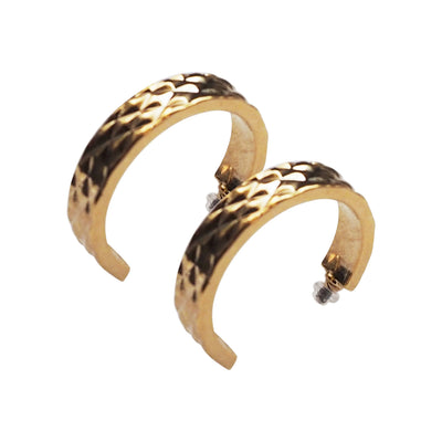 Gold Quilting Invisible Clip On Hoop Earrings - Miyabi Grace