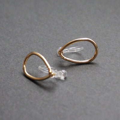 Gold Teardrop Invisible Clip On Stud Earrings - Miyabi Grace