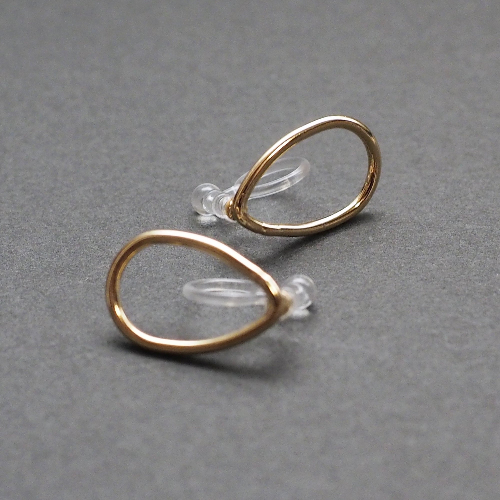 Gold Teardrop Invisible Clip On Stud Earrings - Miyabi Grace
