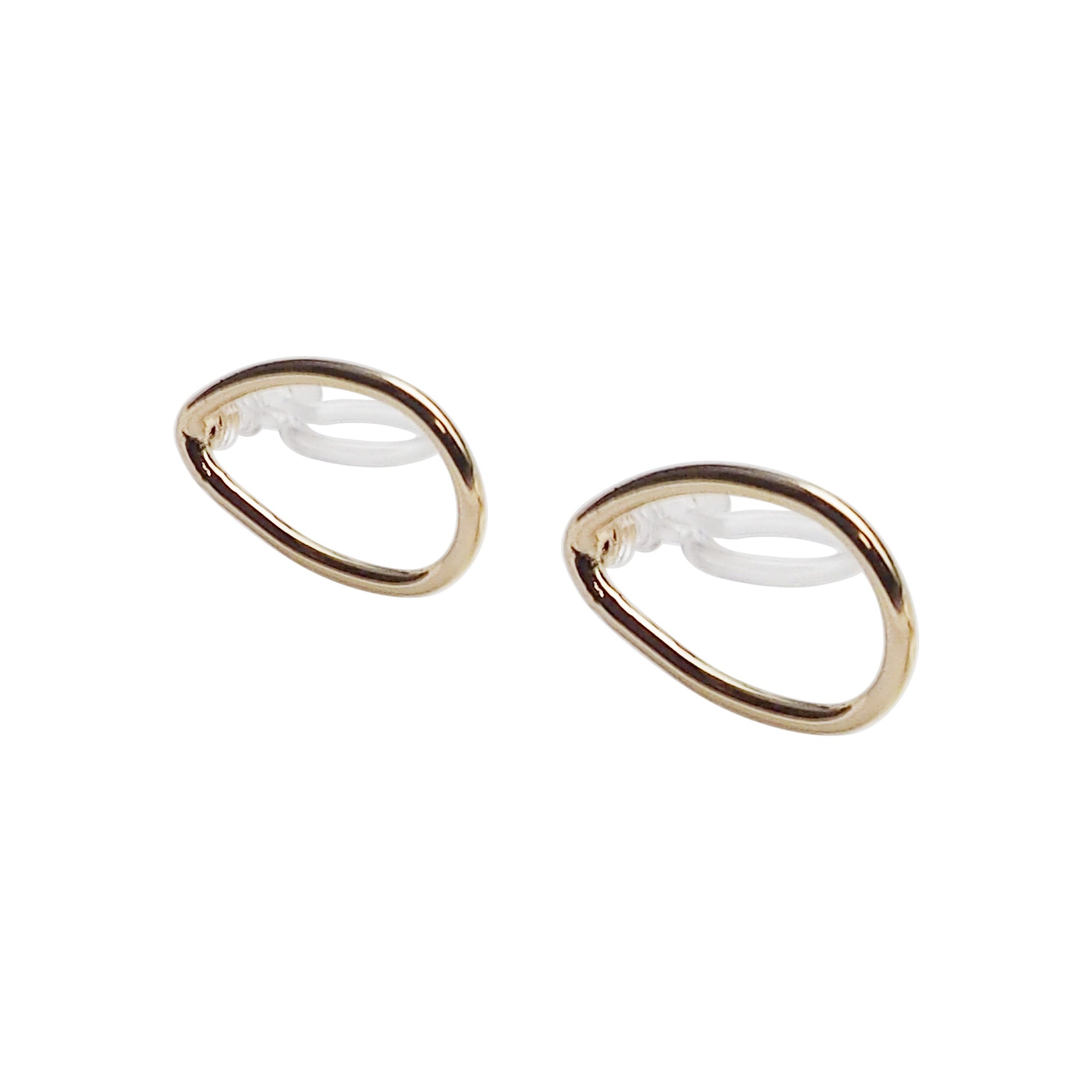 Gold Teardrop Invisible Clip On Stud Earrings - Miyabi Grace