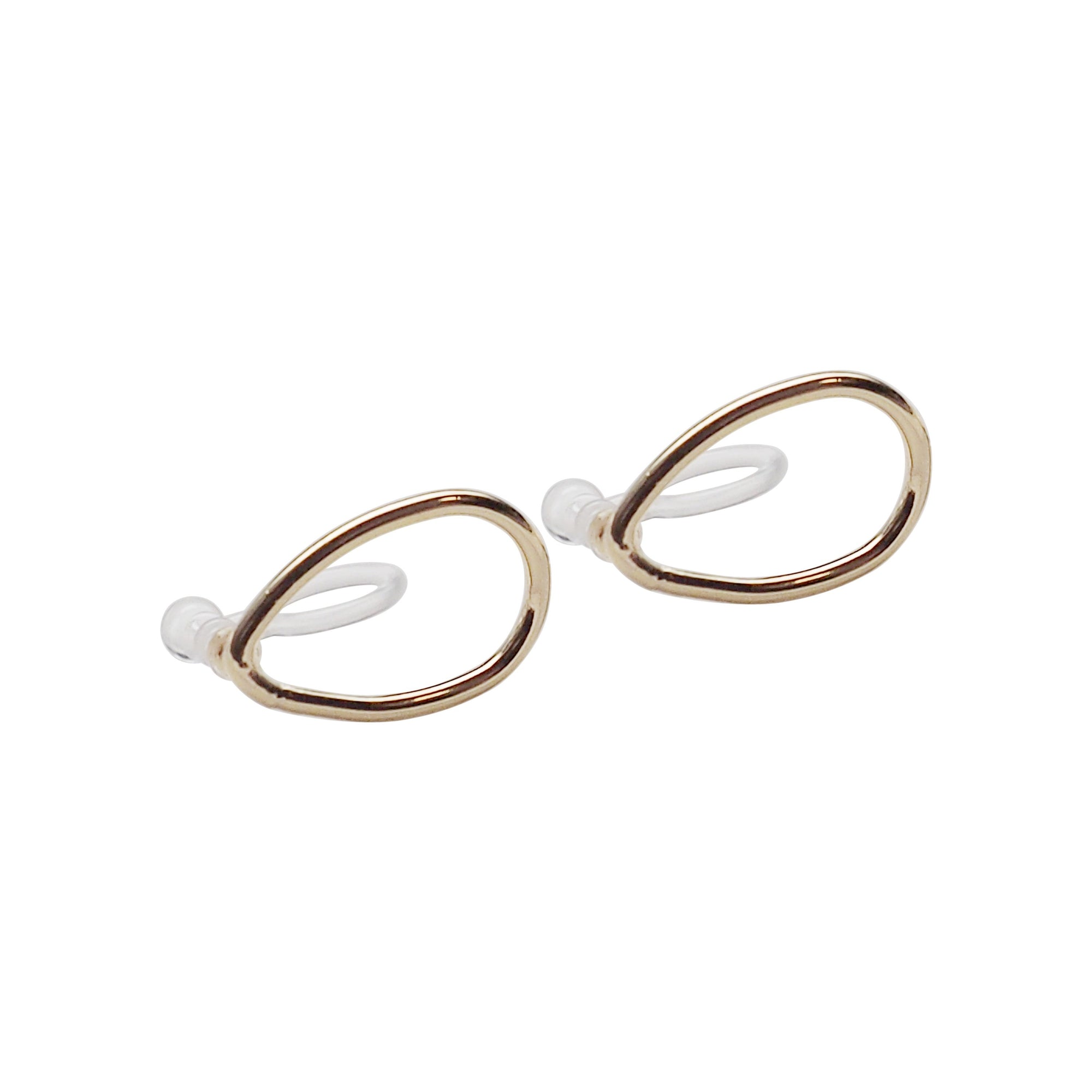 Gold Teardrop Invisible Clip On Stud Earrings - Miyabi Grace