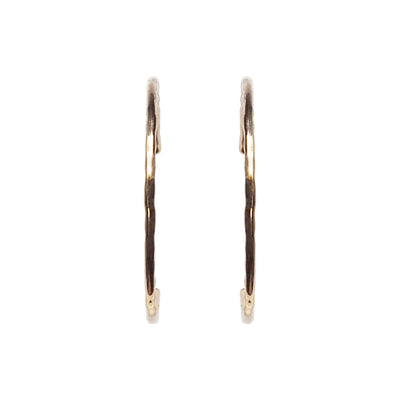 Gold Large Textured Invisible Clip On Hoop Earrings - Miyabi Grace