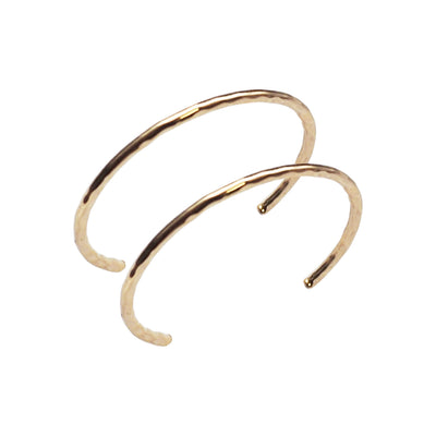 Gold Large Textured Invisible Clip On Hoop Earrings - Miyabi Grace