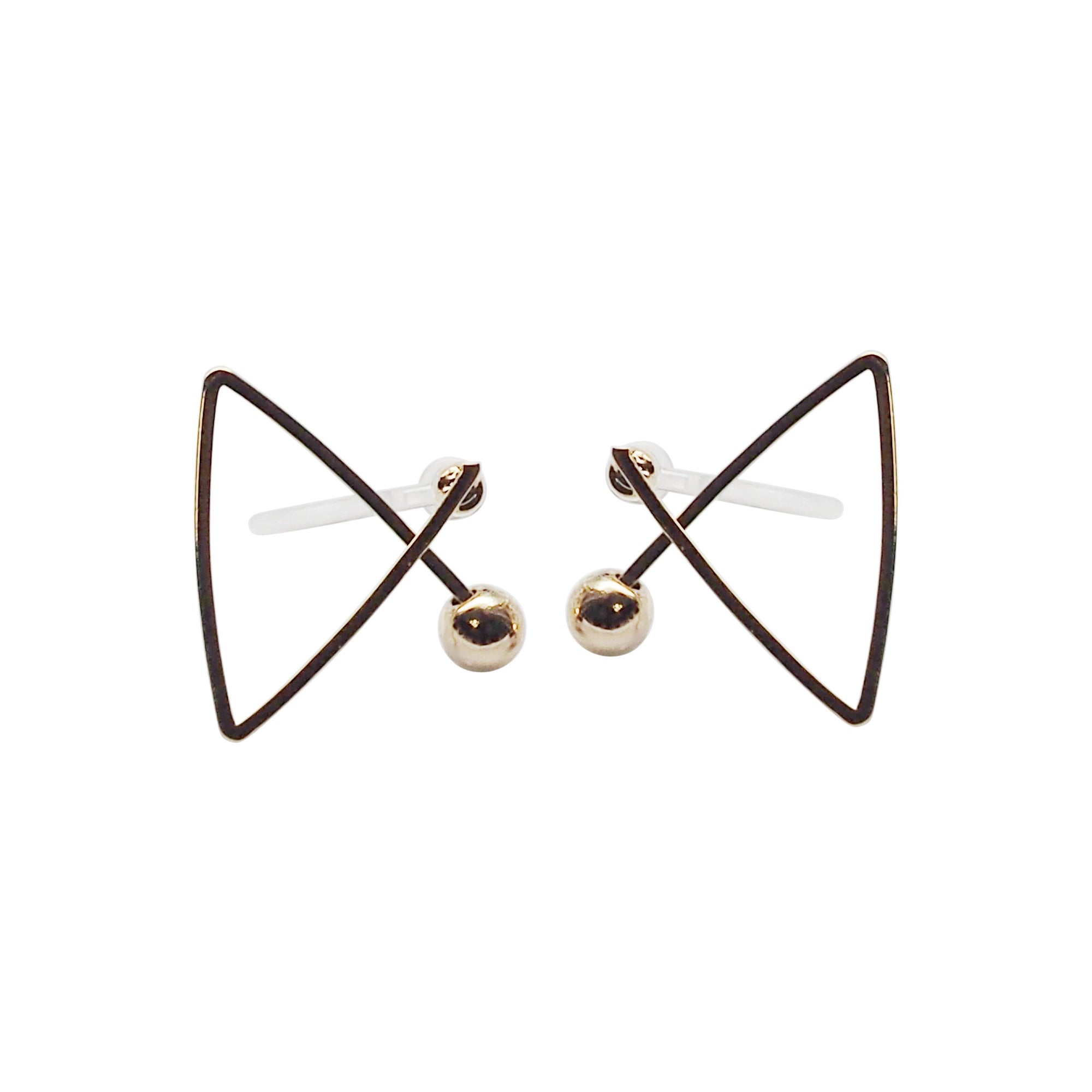 Gold Geometric Triangle Invisible Clip On Stud Earrings - Miyabi Grace
