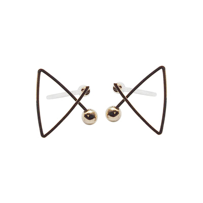 Gold Geometric Triangle Invisible Clip On Stud Earrings - Miyabi Grace