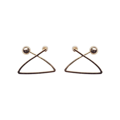 Gold Geometric Triangle Invisible Clip On Stud Earrings - Miyabi Grace