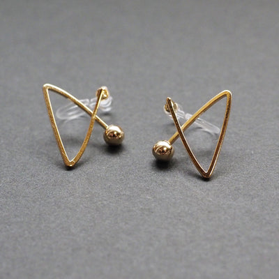 Gold Geometric Triangle Invisible Clip On Stud Earrings - Miyabi Grace