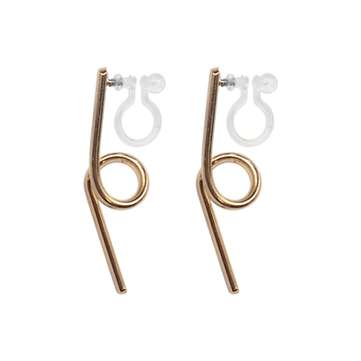 Gold Curved Bar Invisible Clip On Earrings - Miyabi Grace