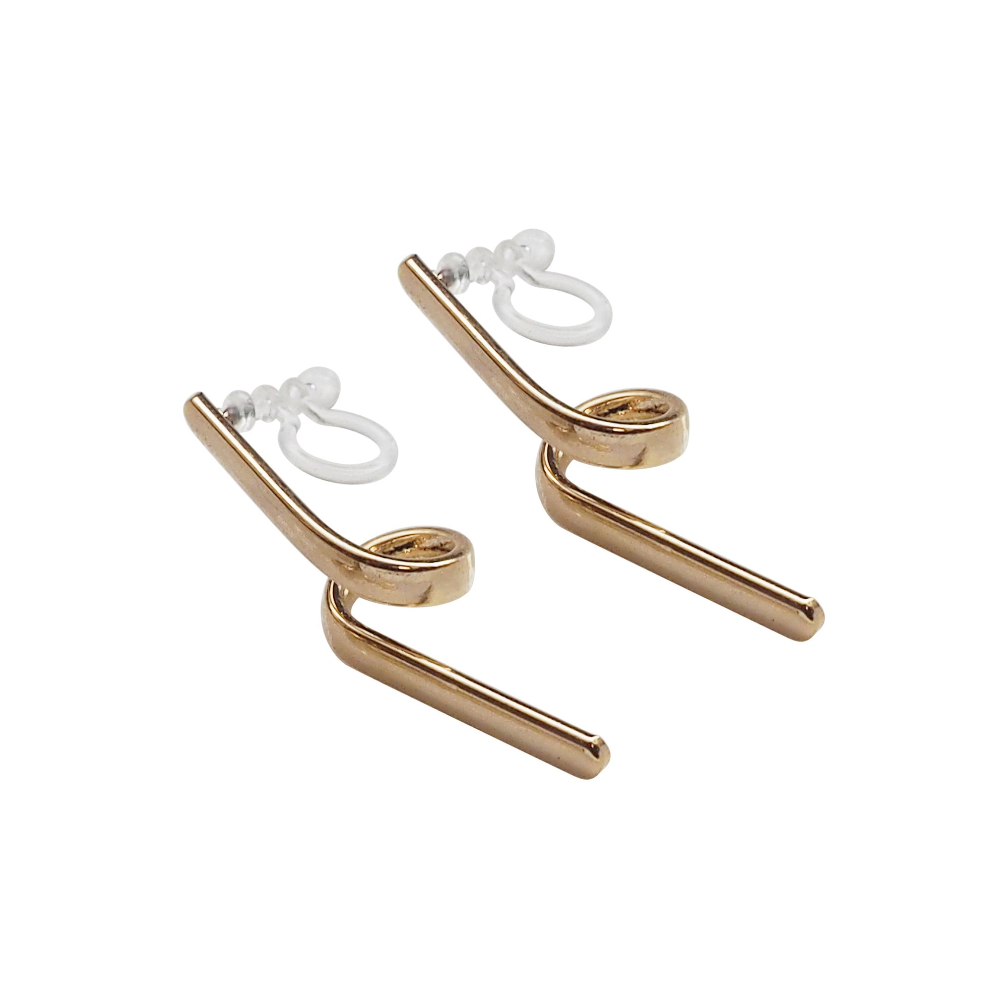 Gold Curved Bar Invisible Clip On Earrings - Miyabi Grace