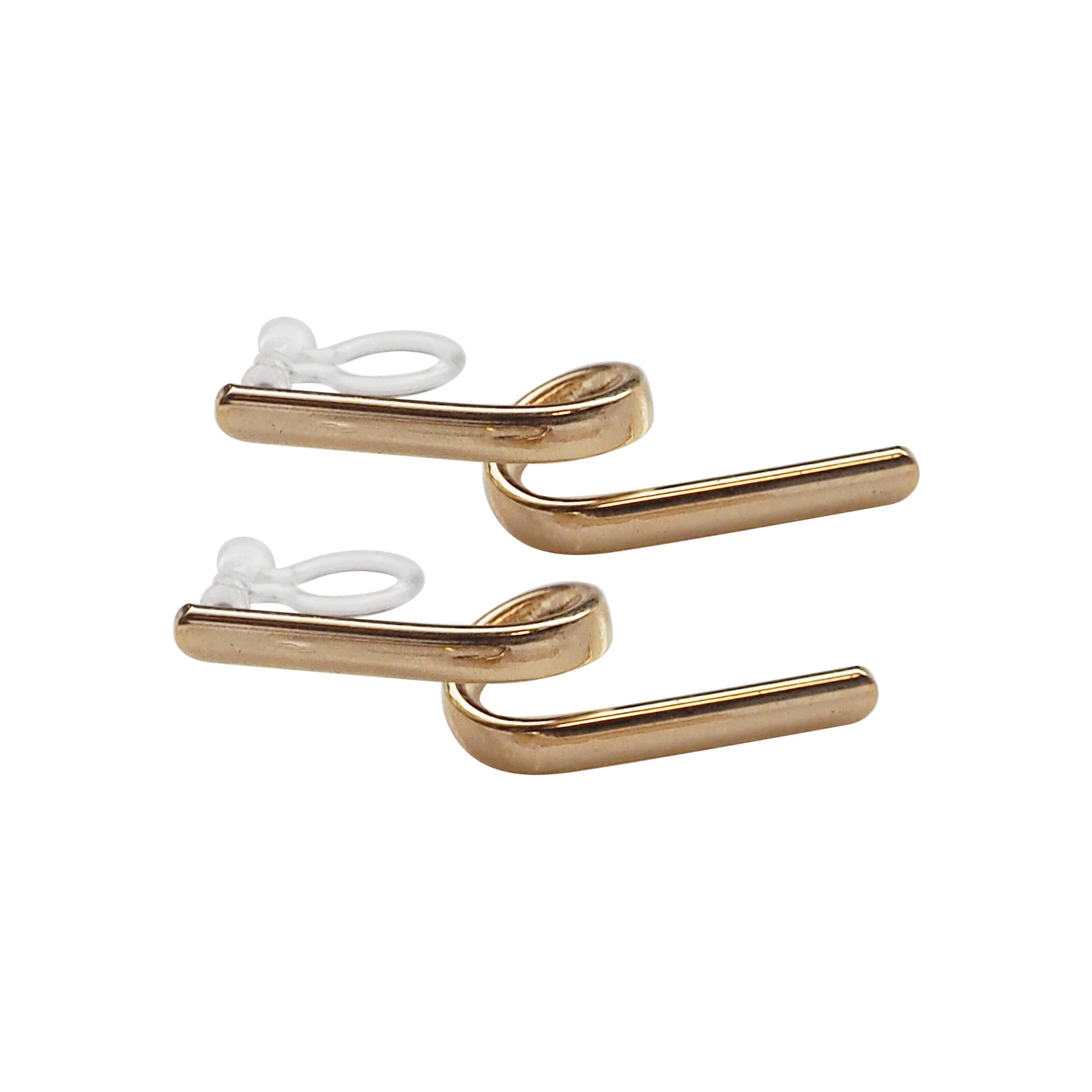Gold Curved Bar Invisible Clip On Earrings - Miyabi Grace