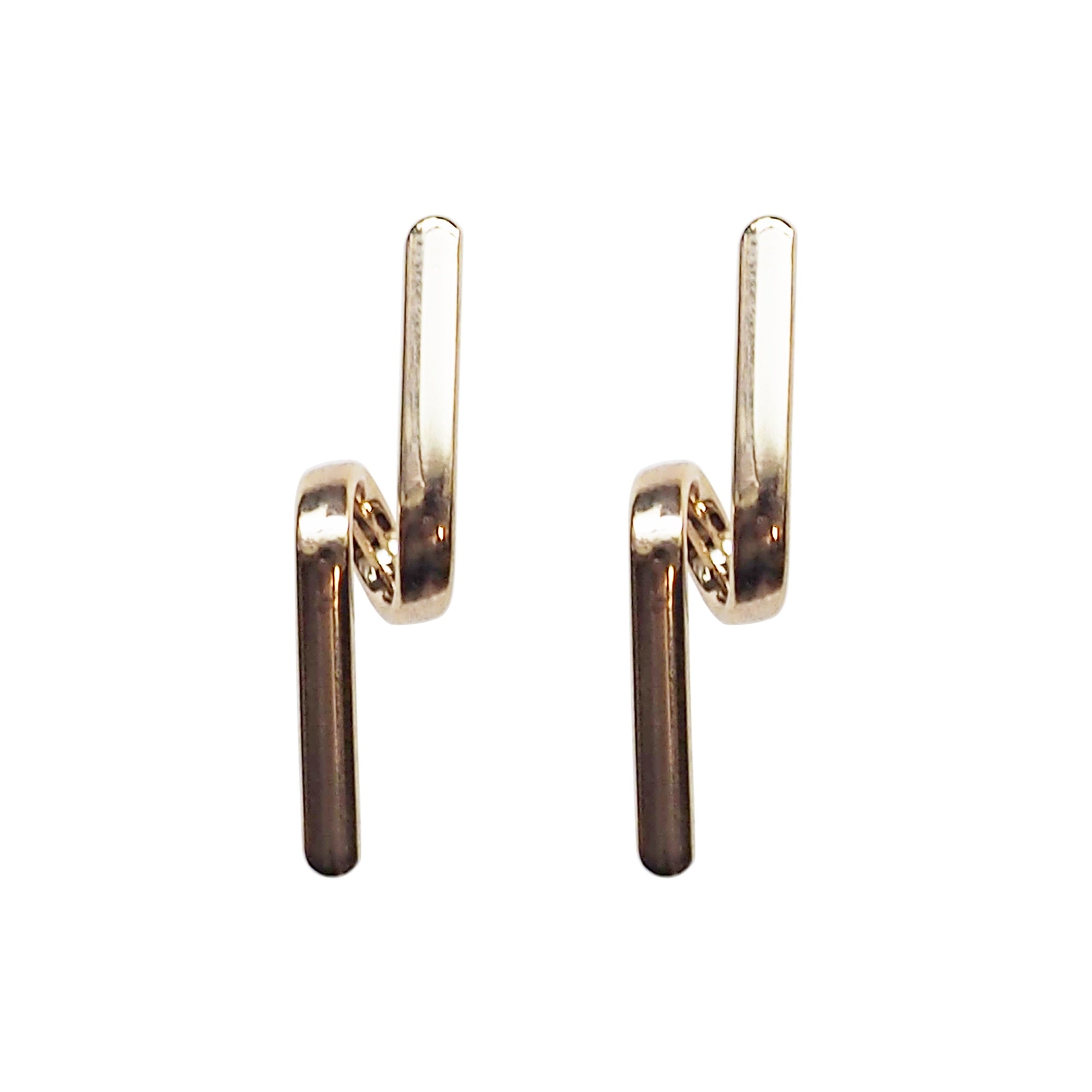 Gold Curved Bar Invisible Clip On Earrings - Miyabi Grace