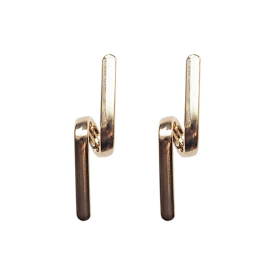 Gold Curved Bar Invisible Clip On Earrings - Miyabi Grace