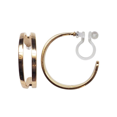 Gold Two Invisible Clip On Hoop Earrings - Miyabi Grace