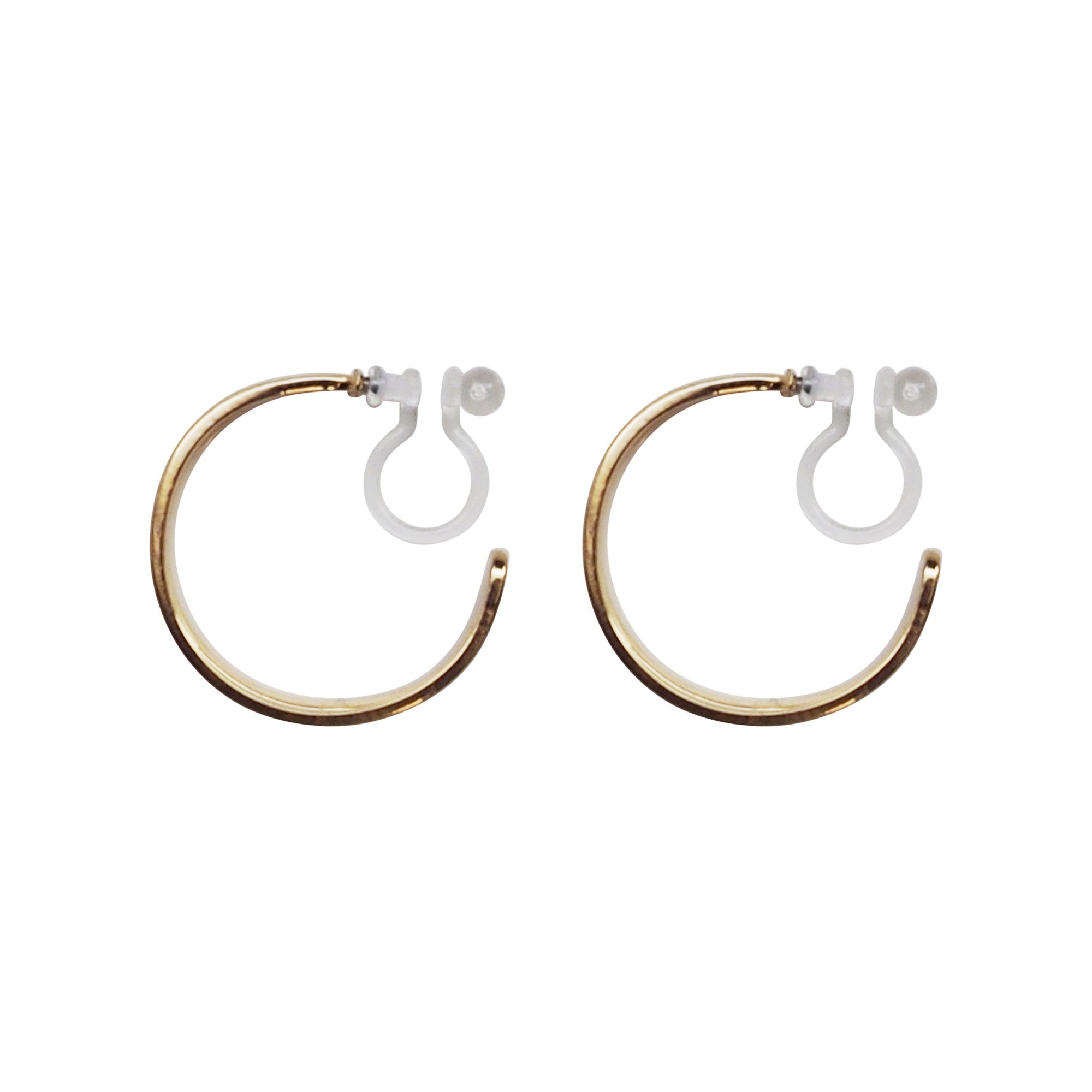 Gold Two Invisible Clip On Hoop Earrings - Miyabi Grace