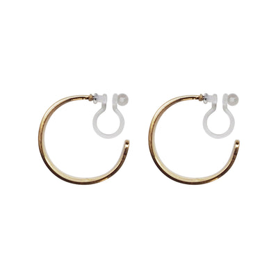 Gold Two Invisible Clip On Hoop Earrings - Miyabi Grace