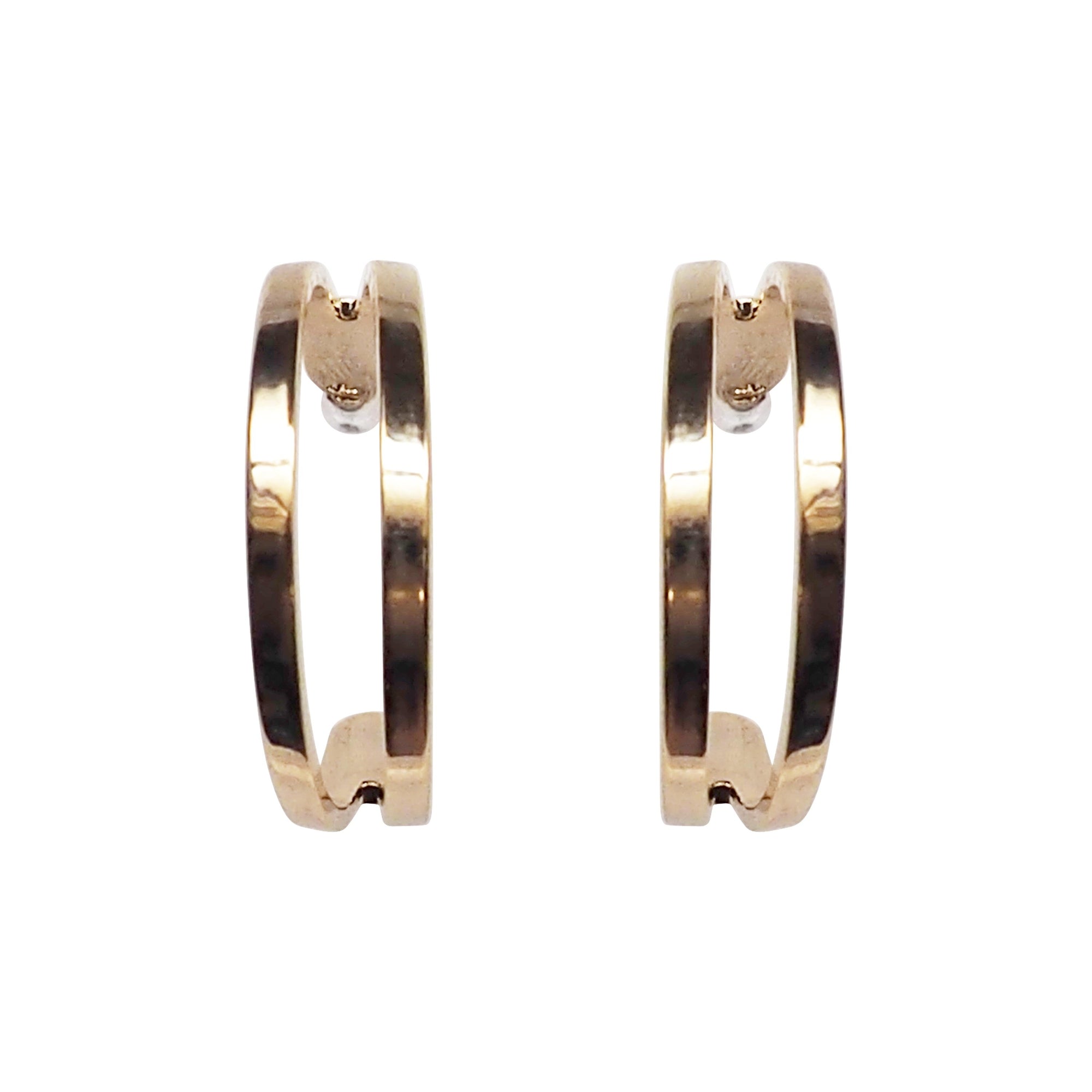 Gold Two Invisible Clip On Hoop Earrings - Miyabi Grace