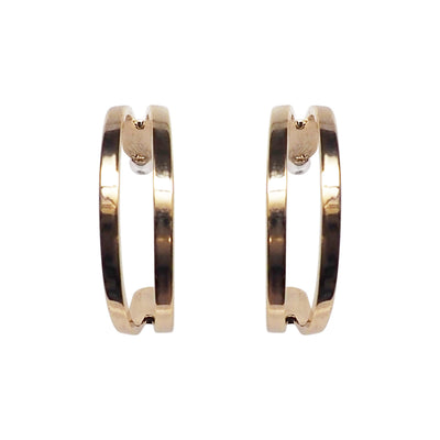 Gold Two Invisible Clip On Hoop Earrings - Miyabi Grace